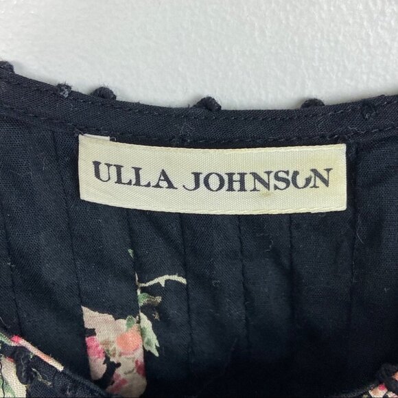 Ulla Johnson Cecile Blouse Black Floral Peplum Size 0 / XS Peplum Top Bohemian - Picture 3 of 9